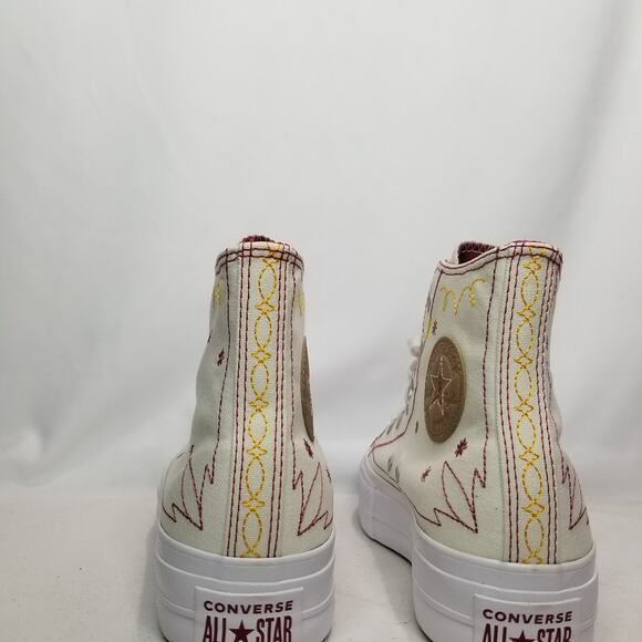 Converse Women's CTAS Lift Platform Western Stitch Size 8.5 Cream A13395C NWT - Picture 6 of 10